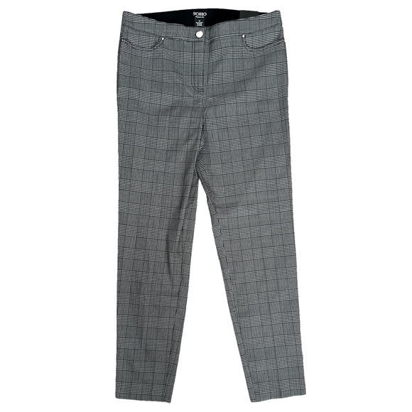 SOHO APPAREL • Black and Grey Checkered Plaid Trousers Skinny Pants - Picture 1 of 7